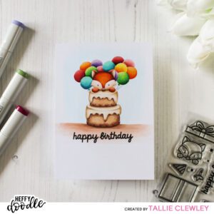 Balloons and Cake Birthday Card (Heffy Doodle DT Popping By)