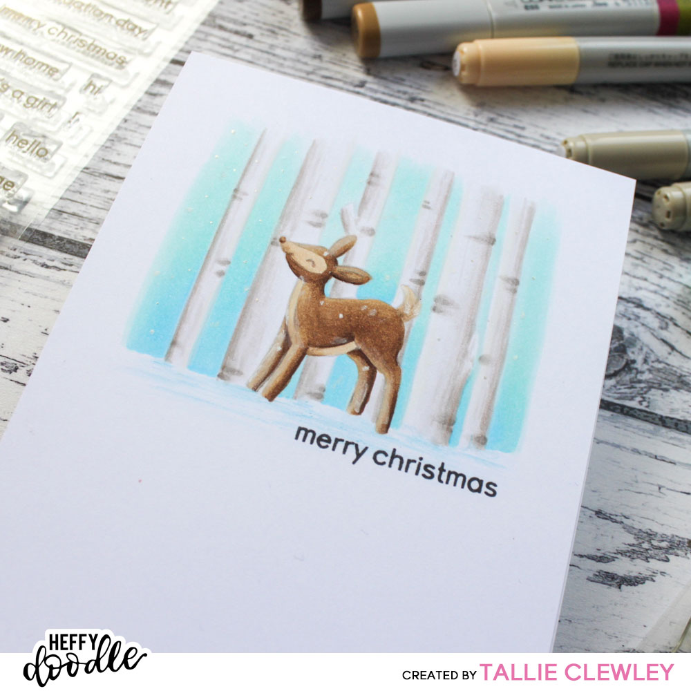 Deer Christmas Scene Card (Heffy Doodle DT)