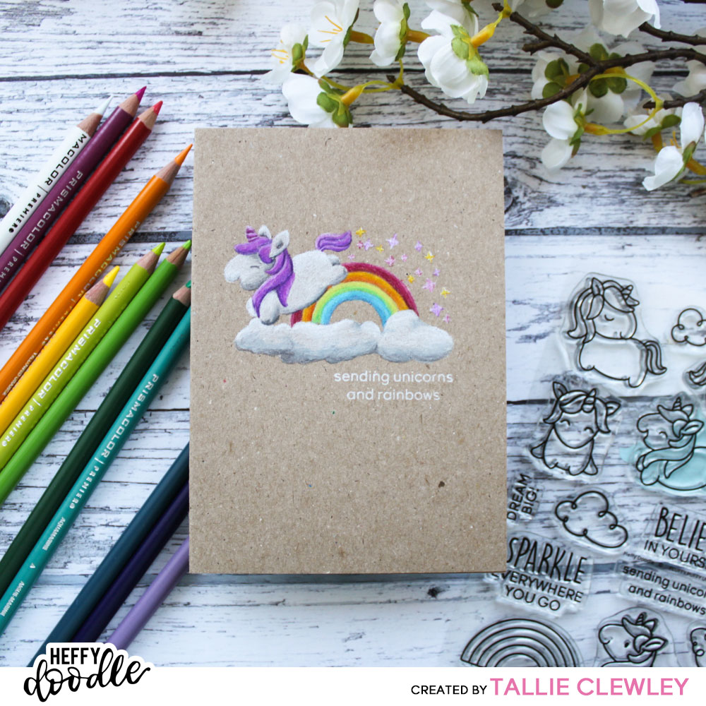 Sending Rainbows and Unicorns Card (Heffy Doodle DT)