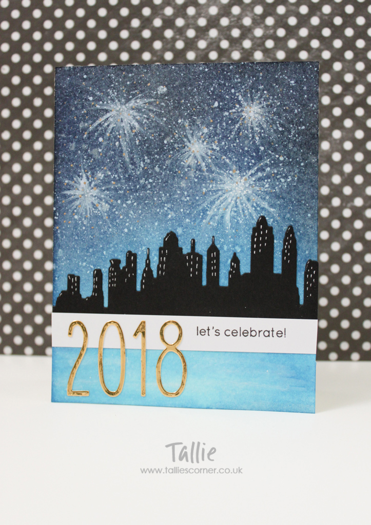 Cityscape New Year Celebration Card (Seven Hills Crafts DT with Lawn Fawn, Hero Arts and Neat & Tangled)