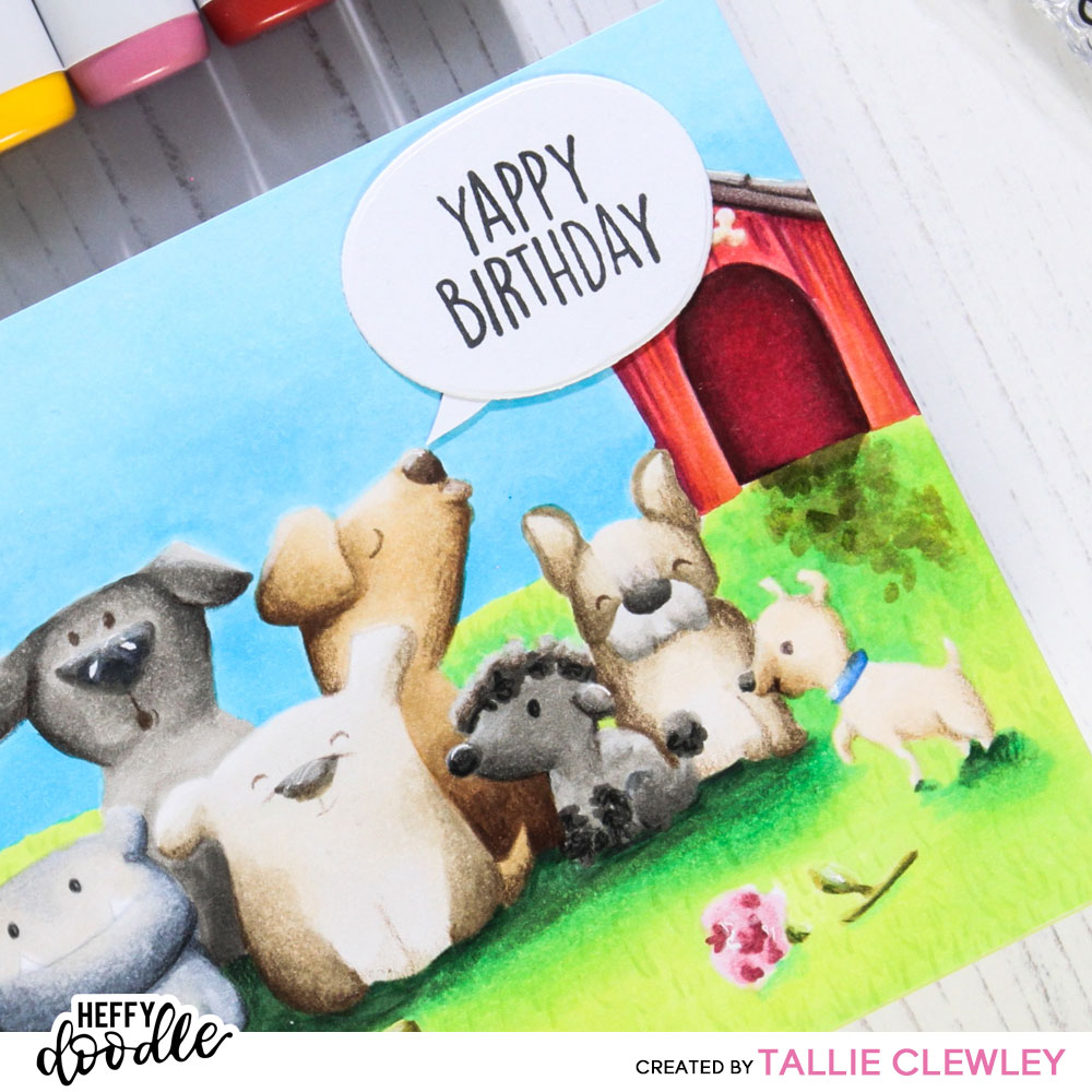 Handmade Cards - Yappy Happy Birthday - Heffy Doodle and Time for Tea Designs