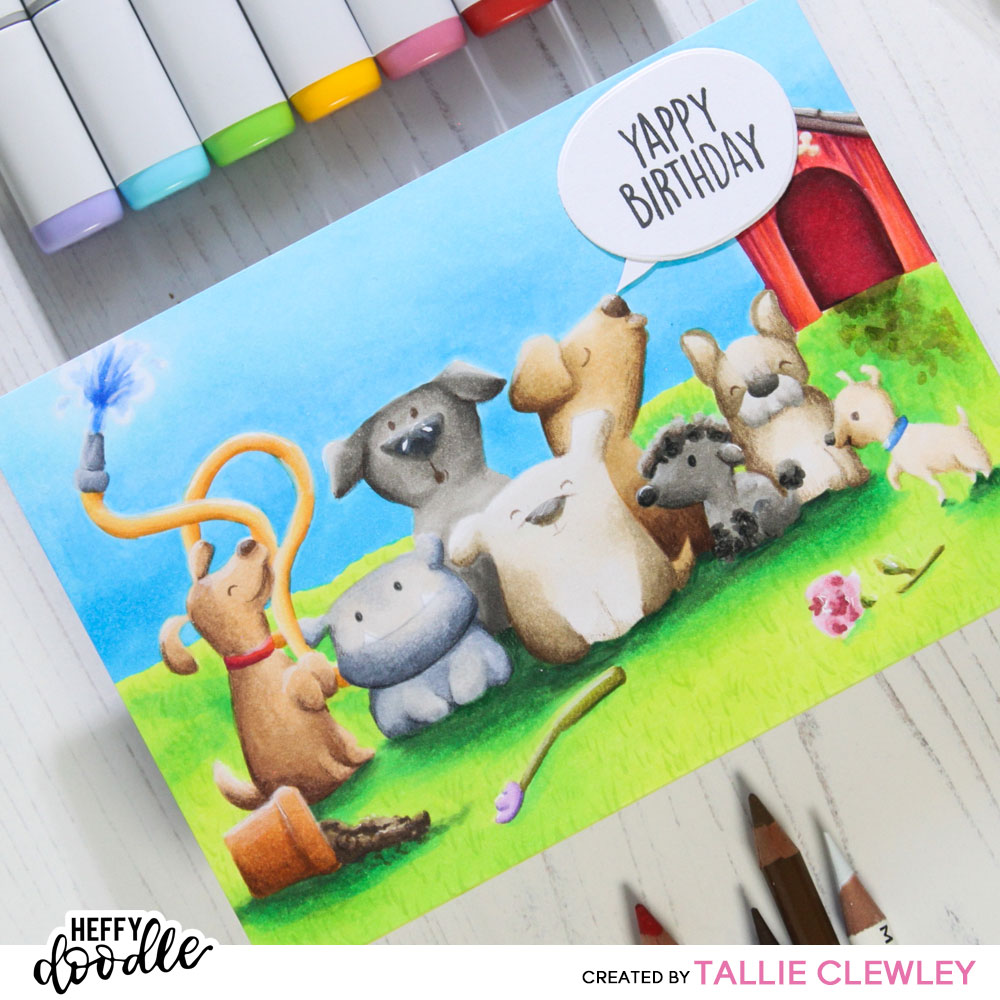 Handmade Cards - Yappy Happy Birthday - Heffy Doodle and Time for Tea Designs