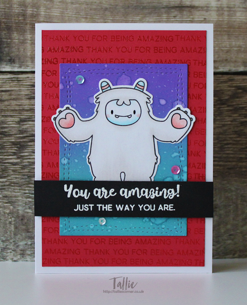 Amazing Yeti Hugs Card Seven Hills Crafts DT with Mama Elephant and Altenew)