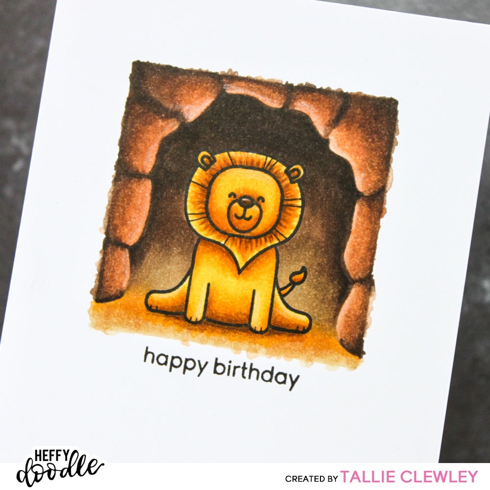 King of the Caves Birthday Card: Copic CAS Scenes (Heffy Doodle DT)