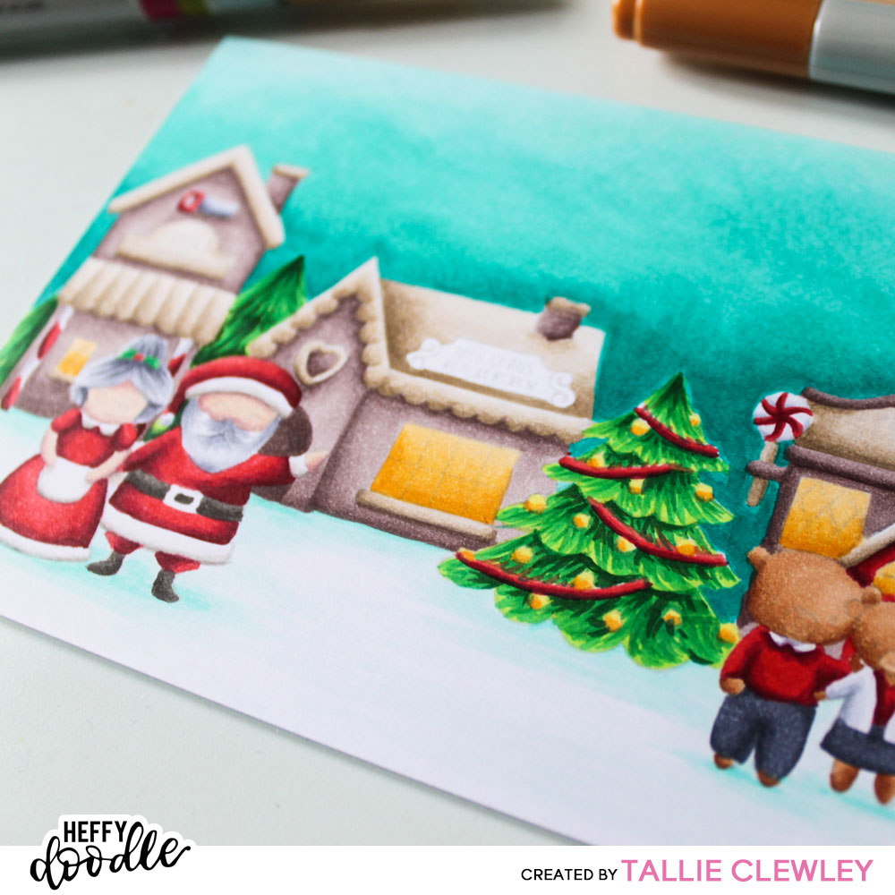 Christmas Scene Colouring Card (Heffy Doodle DT)