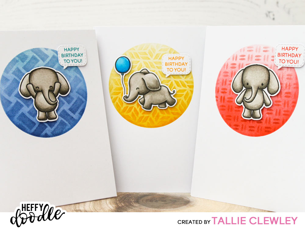 Stencil Layering Cards (Heffy Doodle DT Elephant of Surprise)