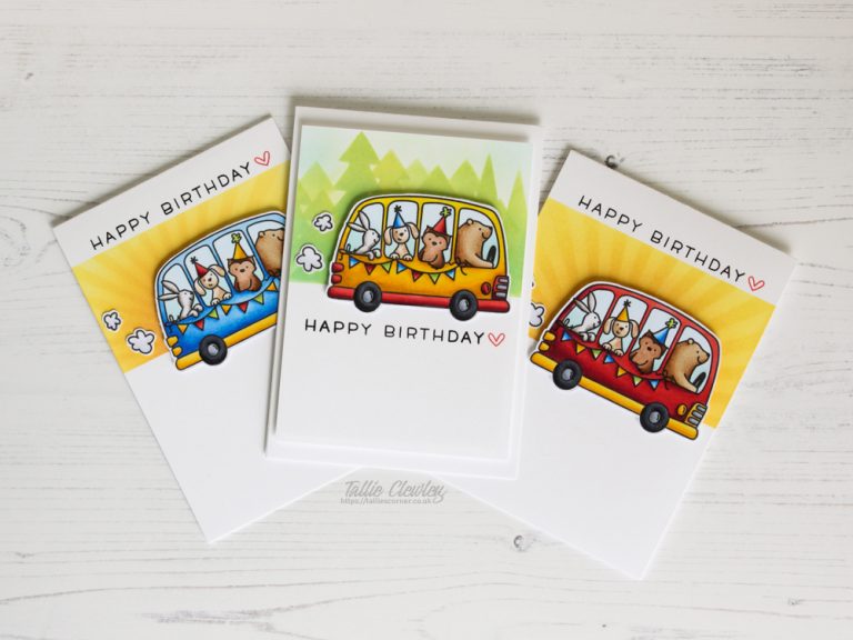 Birthday Bus Cards (Seven Hills Crafts DT with Avery Elle, Lawn Fawn and Neat & Tangled)