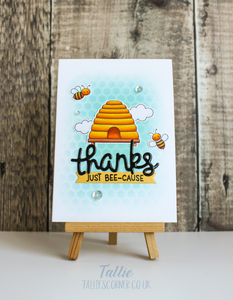 Bee Thankful Card (Seven Hills Crafts DT with My Favorite Things), Handmade Card, Thank You Card