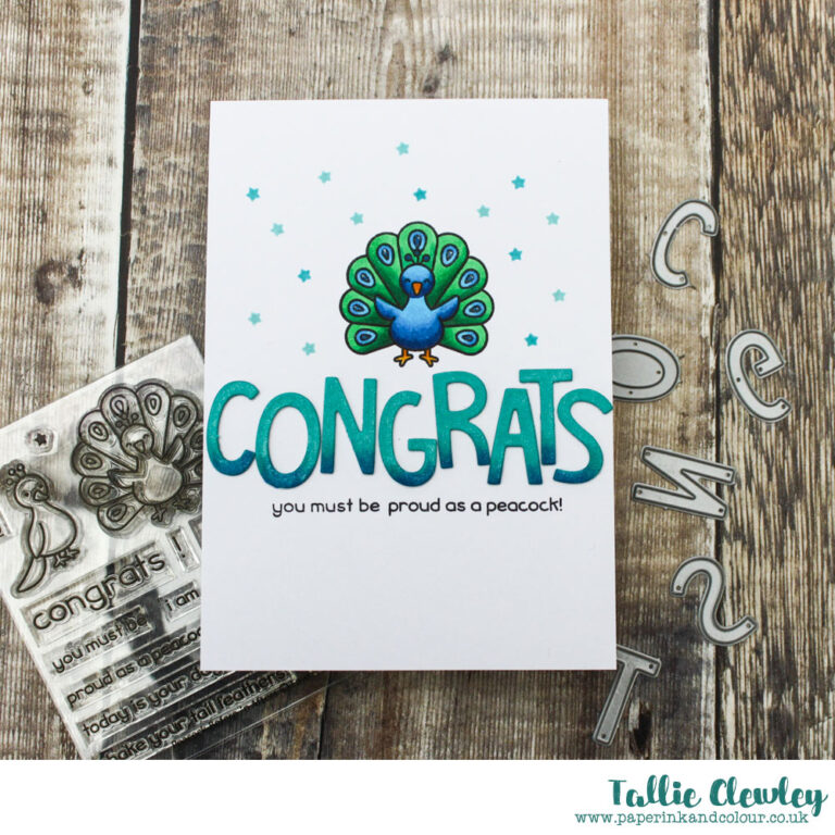 Congrats Card – Proud as a Peacock! (Seven Hills Crafts DT with Lawn Fawn)