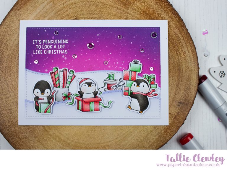 Penguin Christmas Scene Card: It’s Penguining to look a lot like Christmas! (Seven Hills Crafts DT with Mama Elephant)