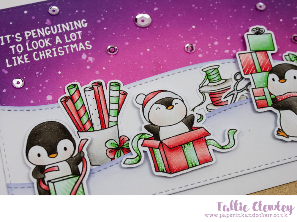 Penguin Christmas Scene Card: It's Penguining to look a lot like Christmas! (Seven Hills Crafts DT with Mama Elephant)