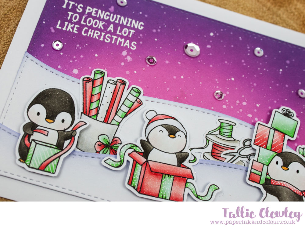 Penguin Christmas Scene Card: It's Penguining to look a lot like Christmas! (Seven Hills Crafts DT with Mama Elephant)