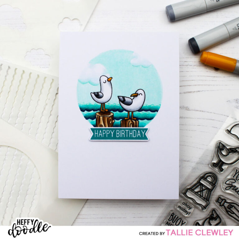 Seaside Copic Scene Birthday Card: You Go, Gull! (Heffy Doodle DT)