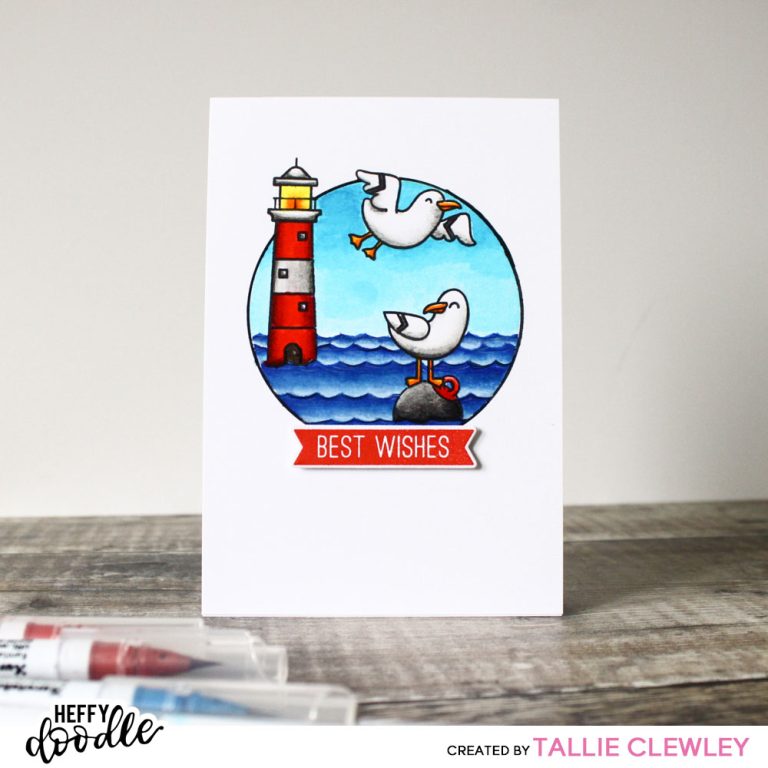 Ocean Wishes Lighthouse Card (Heffy Doodle DT)