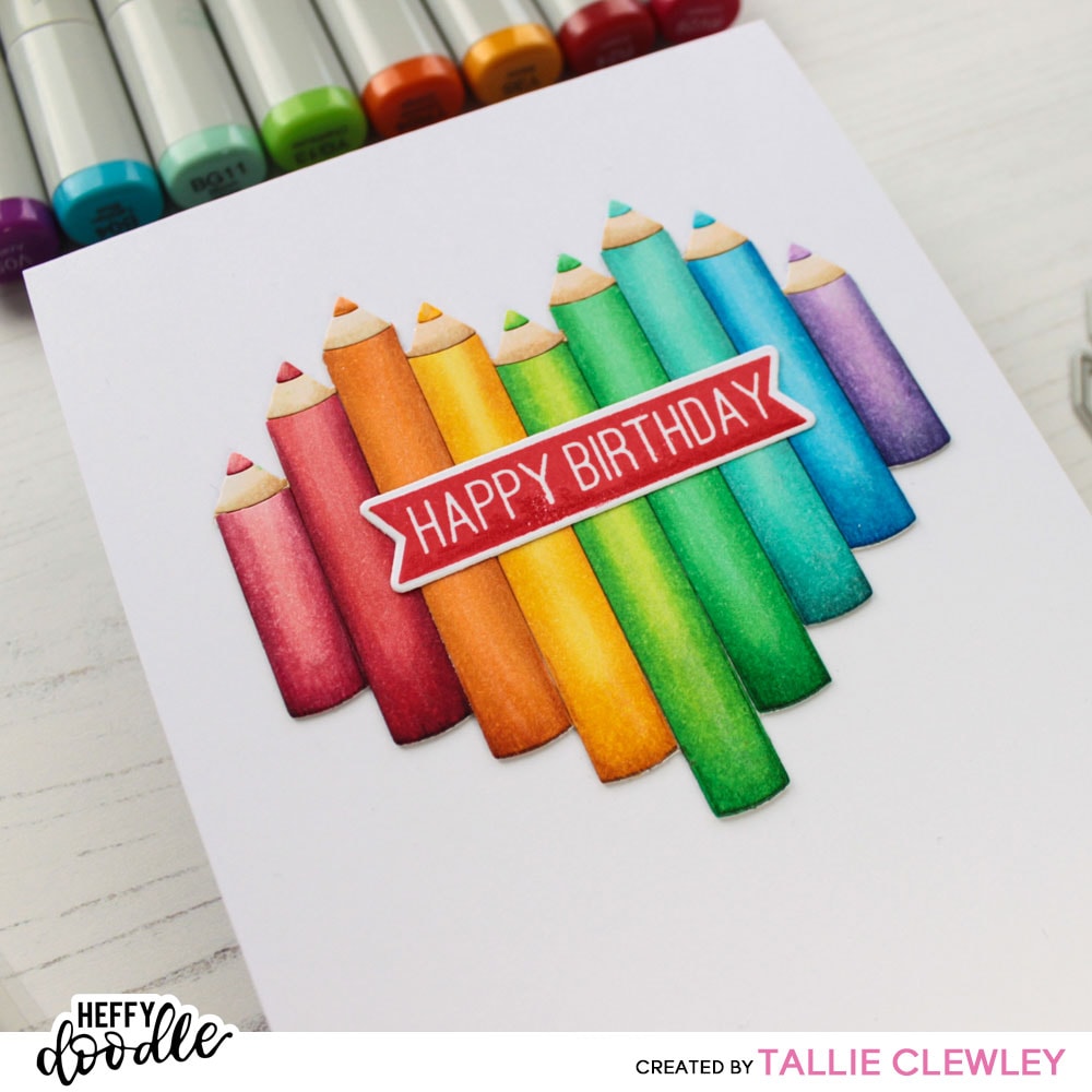 Rainbow Heart Dies Birthday Card (Heffy Doodle DT)