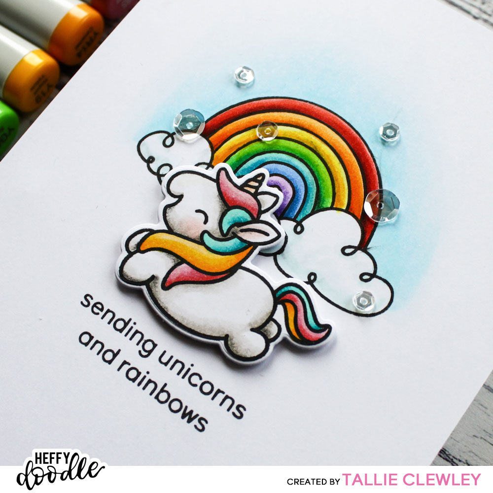 Unicorns and Rainbows Card (Heffy Doodle DT)