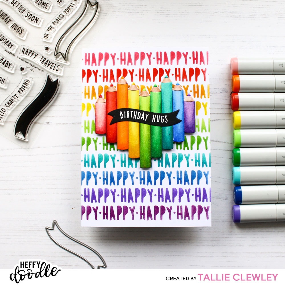 Rainbow Heart Dies Birthday Card (Heffy Doodle DT)