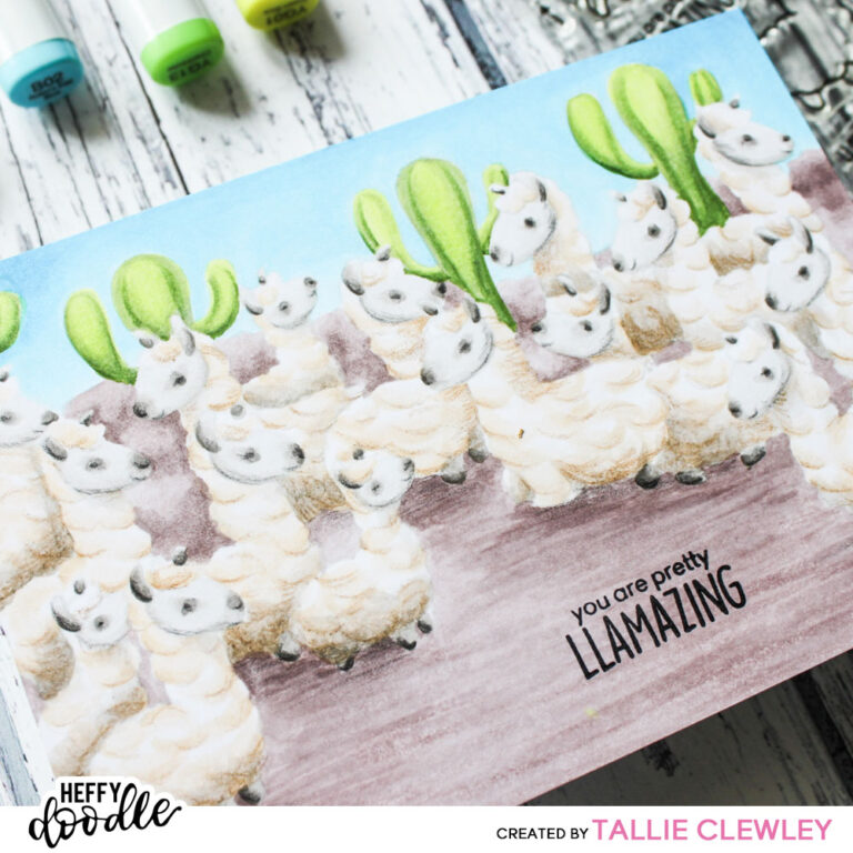 Llama Herd Birthday Card Scene (Heffy Doodle DT)