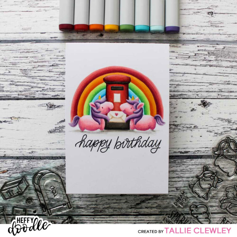 Rainbow Unicorns Birthday Card (Heffy Doodle DT)